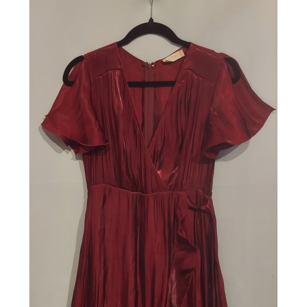 Altar'd State Womens Burgundy Silky Flowy Hi-Low Asymmetrical Dress Size Medium - Picture 4 of 10